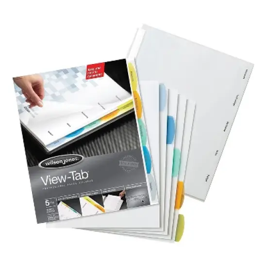 Wilson Jones View-Tab Paper Index Dividers 8-Tab Square Letter Assorted 55965 image {1}