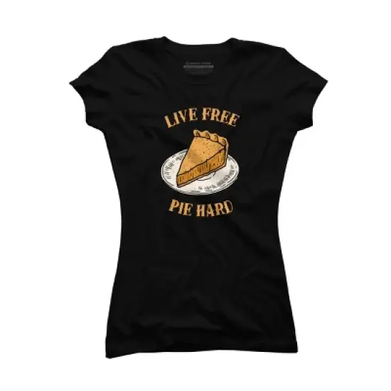 Junior's Design By Humans Live Free Pumpkin Pie Hard By dumbshirts T-Shirt image {3}