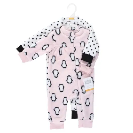 Hudson Baby Toddler Girls Plush Jumpsuits, Pink Penguin image {1}