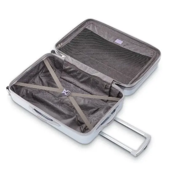 American Tourister Moonlight Hardside Medium Checked Spinner Suitcase - Iridescent White image {2}