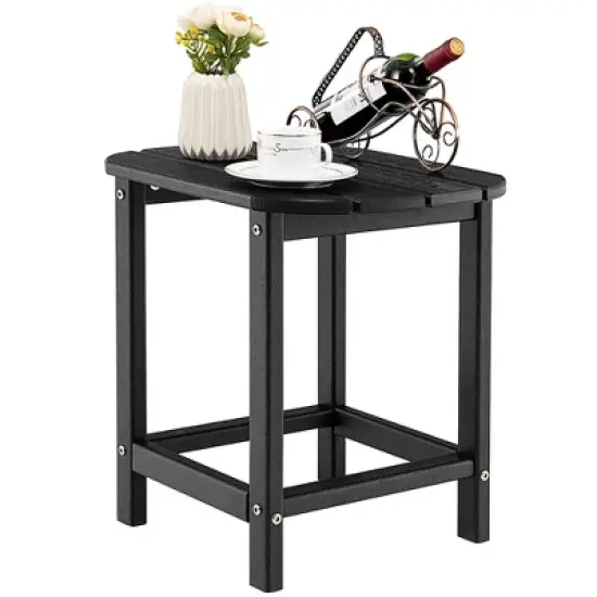 Costway 18'' Patio Adirondack Side Table Weather Resistant HDPE Garden Grey/Black image {10}