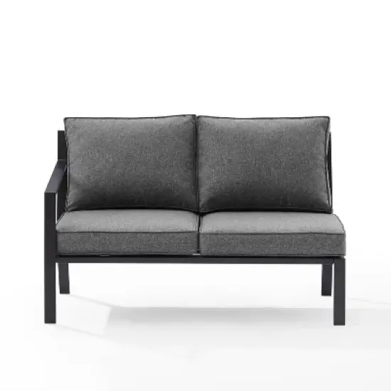 Clark Steel Outdoor Left Side Loveseat Charcoal/Matte Black - Crosley: Weather-Resistant 2-Person Seating with Removable Cushions image {5}