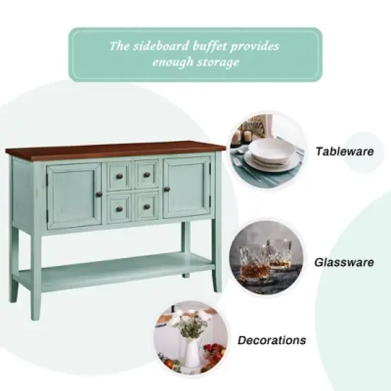 Modernluxe Cambridge Series Buffet Sideboard Console Table with Bottom Shelf image {8}