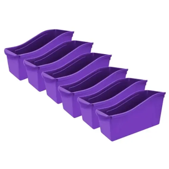 Storex Large Book Bin, Purple, Pack of 6 image {3}