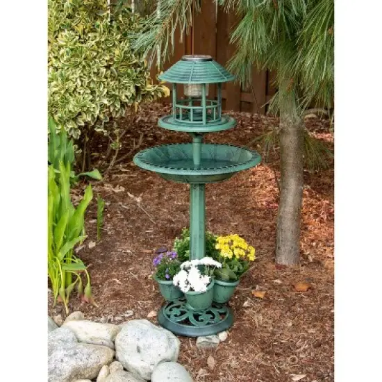 17" Verdigris Garden Centerpiece Bird Feeder Green - Zingz & Thingz: Freestanding, Non-Toxic, No Assembly Required image {4}