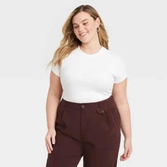 Women's Short Sleeve Ribbed 3pk Bundle T-Shirt - A New Day&trade; Black/White/Gray image {1}