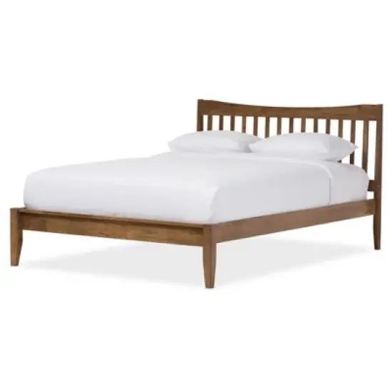 Edeline Mid - Century Modern Solid Wood Curvaceous Slatted Platform Bed - Baxton Studio image {5}