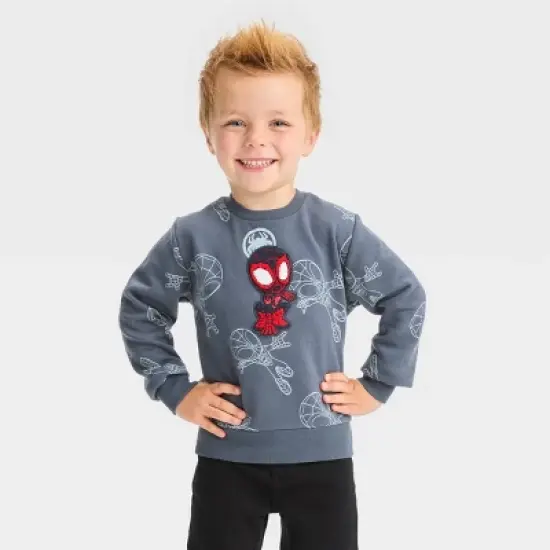 Toddler Boys' Marvel Spider-Man: Miles Morales Fleece Pullover Sweatshirt - Charcoal Gray image {3}