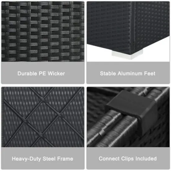 Costway 7PCS Patio Rattan Furniture Set Sectional Sofas Off White & Navy Cushion Covers image {6}