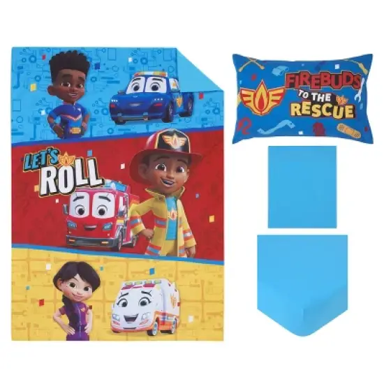 Disney Firebuds Let's Roll Red, Blue, and Yellow First Responders 4 Piece Toddler Bed Set image {7}