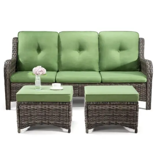 UPTIOT 73'' Polyethylene (PE) Wicker Outdoor Patio Sectional image {16}