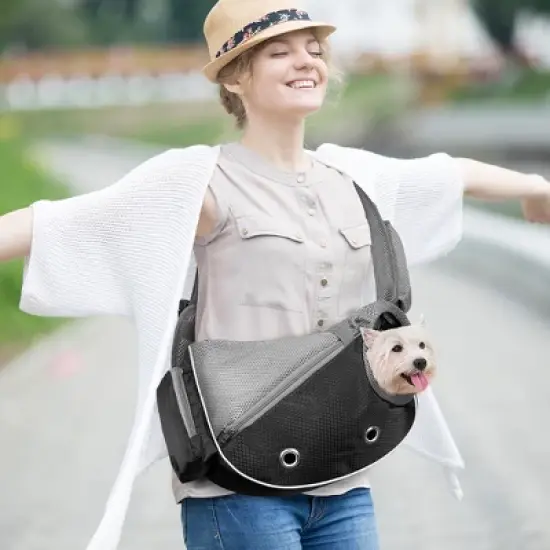 PetAmi Dog Sling Carrier, Puppy Purse Traveling Carrying Bag to Wear, Cat Adjustable Crossbody Travel Pet Pouch image {4}
