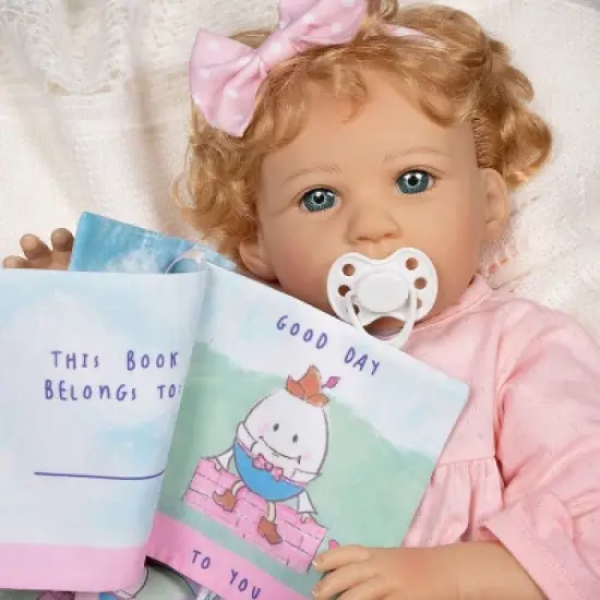 Paradise Galleries Reborn Toddler Girl Doll Story Time, 21 inch with Light Blonde Hair and Blue Eyes, Made in SoftTouch Vinyl image {2}