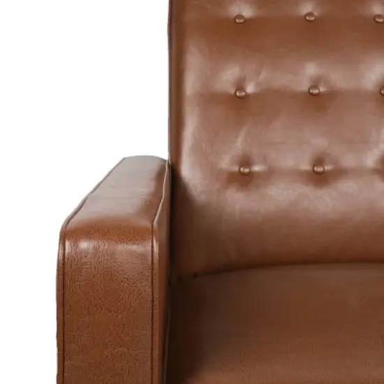 Christopher Knight Home Denison Faux Leather Tufted Loveseat Pushback Recliner Cognac Brown/Dark Espresso image {7}