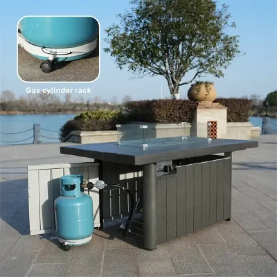 Moda Furnishings 24.6'' H x 51.97'' W Aluminum Propane Outdoor Fire Pit Table image {8}