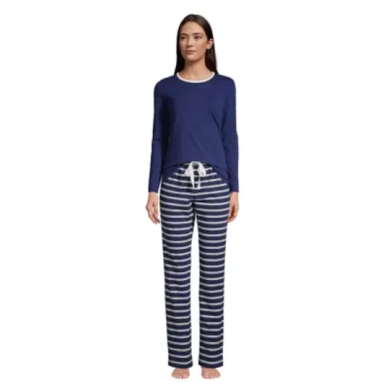 Lands' End Women's Knit Pajama Set Long Sleeve T-Shirt and Pants image {2}