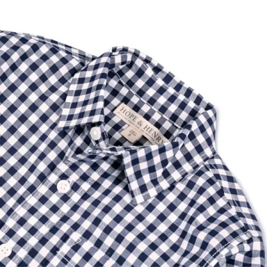 Hope & Henry Boys' Long Sleeve Stretch Poplin Roll-Up Button Down Shirt, Kids image {1}