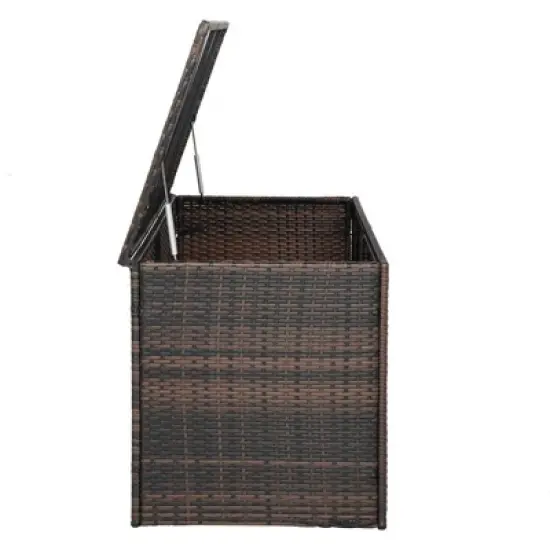 Karl Home 96 Gal Brown Wicker Storage Deck Box image {2}