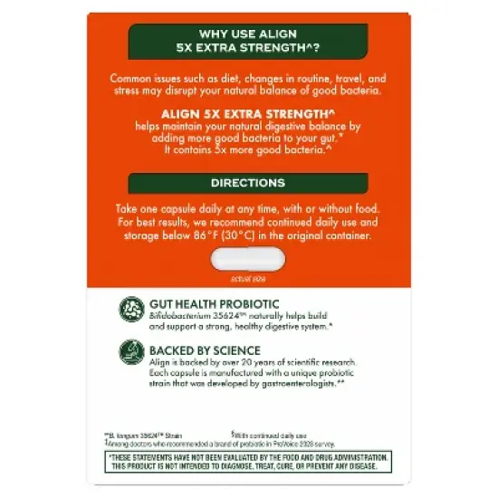 Align 5X Extra Strength Daily Probiotic Supplement - Capsules 21ct image {7}