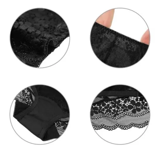 Agnes Orinda Women's Lace Trim High Rise Solid Brief Stretchy Underwear image {3}