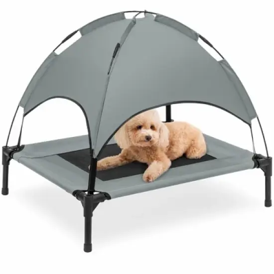 Best Choice Products 30in Elevated Cooling Dog Bed, Outdoor Raised Mesh Pet Cot w/ Removable Canopy, Carrying Bag image {7}