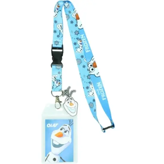 Disney Frozen Olaf Loveable Snowman Lanyard with ID Badge Holder and Charm image {5}