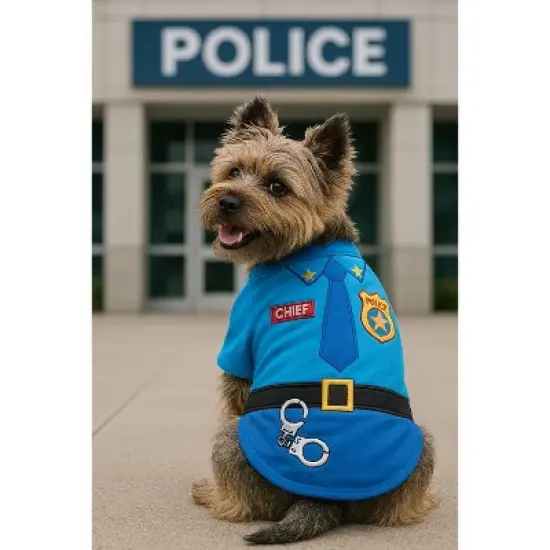 Parisian Pet 'Officer Woof' Halloween Costume for Dogs & Cats &ndash; Police Dog Costume, Pet Officer Outfit for Halloween, Light Blue image {4}
