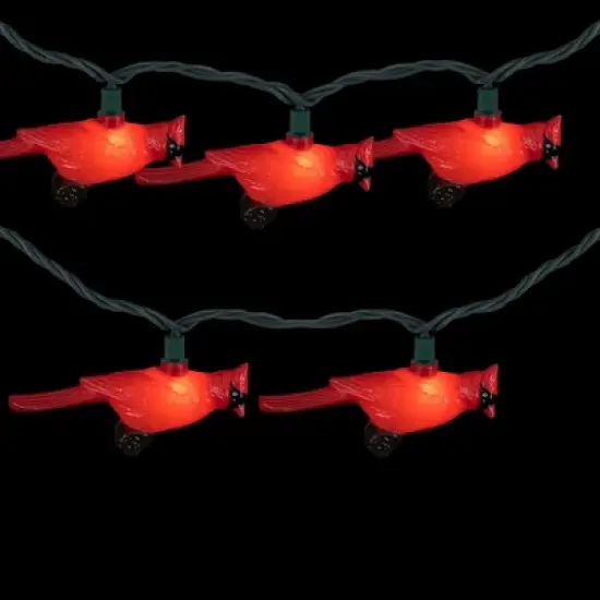 Northlight Cardinal Indoor Outdoor Patio Light Set - 6' Green Wire - 10ct image {2}