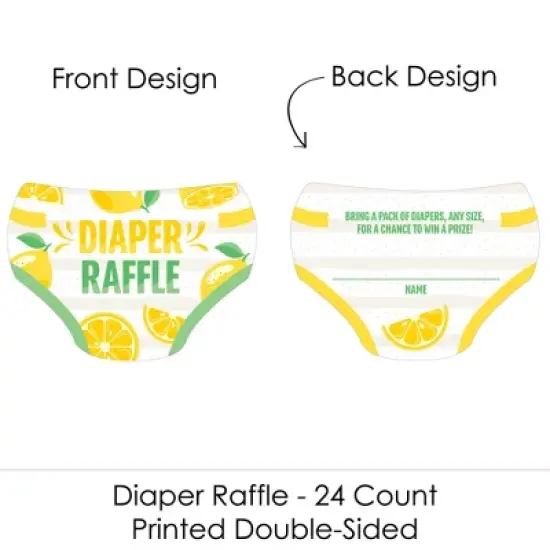 Big Dot of Happiness So Fresh - Lemon - Diaper Shaped Raffle Ticket Inserts - Citrus Lemonade Baby Shower Activities - Diaper Raffle Game - Set of 24 image {1}