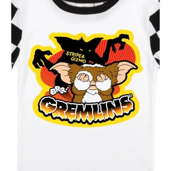 Gremlins Stripe and Gizmo Character Group Checker Pattern Youth Boy's Short Sleeve Pajama Set image {3}