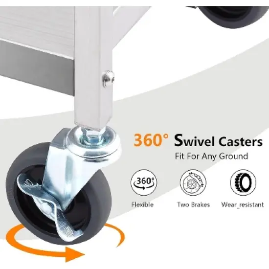 Foldable Utility Cart with Wheels 300LB Capacity Collapsible 3-Tier Rolling Tool Cart Stainless Steel for Home Garage Workshops Travel image {2}