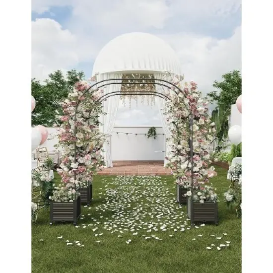 Metal Garden Arch, Wedding & Event Decoration, Garden Trellis for Climbing Plants, Balloon Decor Garden Arch Arbor, Raised Planter Box image {4}