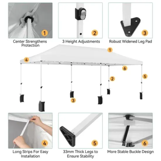 Slanted Roof 10x20 Pop Up Canopy Tent with 6 Removable Sidewalls, Commercial Heavy Duty Pop Up Canopy Tents image {2}