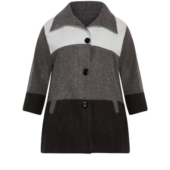 Women's Plus Size Color Block Stripe Jacket - charcoal | AVENUE image {2}