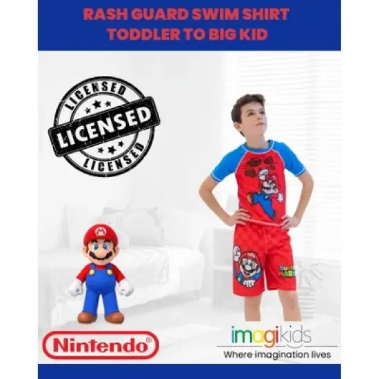 SUPER MARIO Nintendo Mario Rash Guard Swim Shirt Toddler image {2}