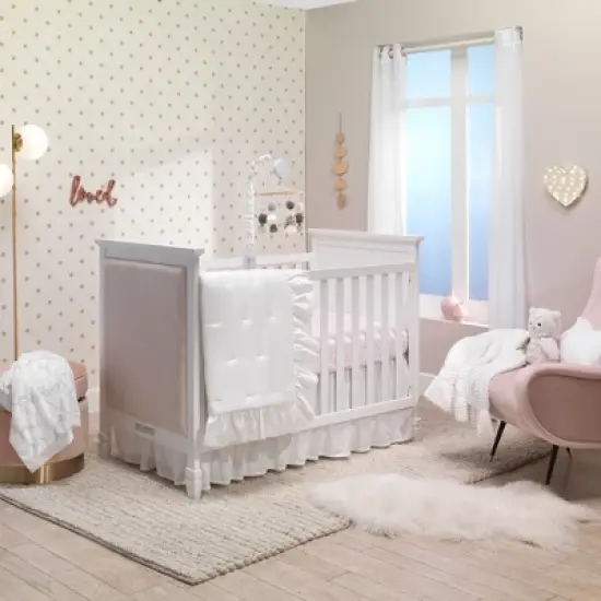 Lambs & Ivy Signature Pink/White Leopard Organic Cotton Fitted Crib Sheet image {4}