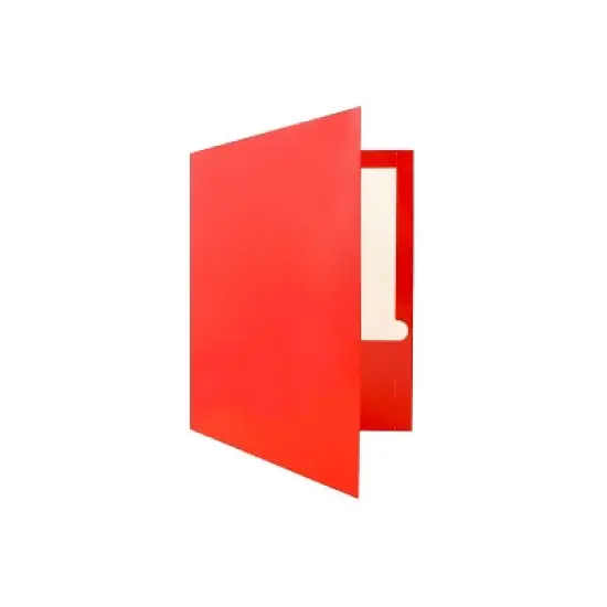 JAM Paper Laminated Two-Pocket Glossy Presentation Folders Red Bulk 50/Box 385GREC image {3}