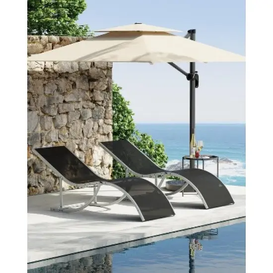 Chaise Lounge Set of 2 - Outdoor Chairs, All-Weather Textilene Mesh & Steel Frame - Poolside, Beach, Backyard Sun Loungers for Patio, Deck & Garden image {5}