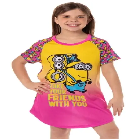 Girls' Despicable Me Minions Take Your Friends With You Nightgown Pajama Multicolored image {4}