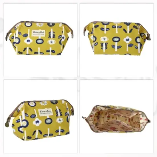Unique Bargains Women's Printed Travel Makeup Bag Yellow 1 Pc image {5}