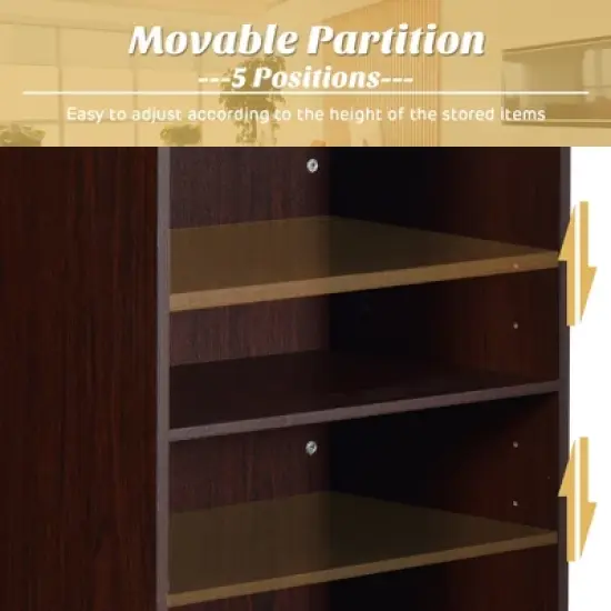 Costway Wooden Floor Standing Podium Speaking Lectern w/ Adjustable Shelf & Pen Tray image {7}