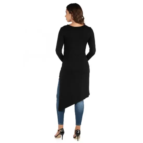 24seven Comfort Apparel Long Sleeve Knee Length Asymmetrical Maternity Tunic Top image {2}