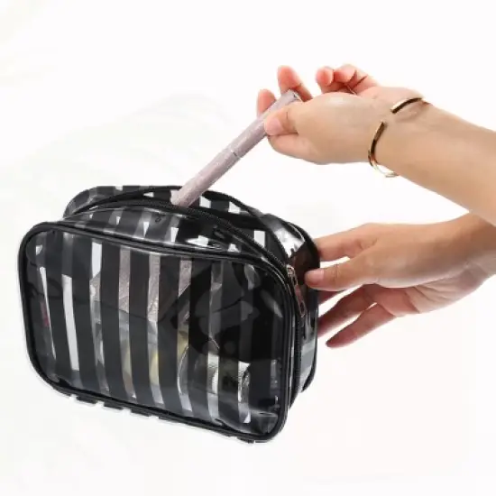Unique Bargains Portable PVC Clear Zipper Makeup Bag Organizers 1 Pc image {2}