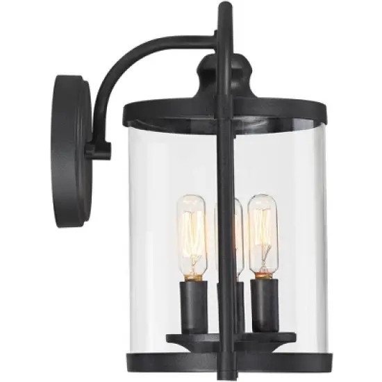 John Timberland Avani Modern Outdoor Wall Light Fixture Black Lantern 13" Clear Cylinder Glass for Post Exterior Barn Deck House Porch Yard Patio Home image {4}