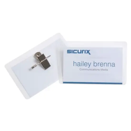 SICURIX Clip/Pin Style ID Badge Holder Kit with Printable Inserts, 3-1/2" x 2-1/4", Pack of 50 image {4}