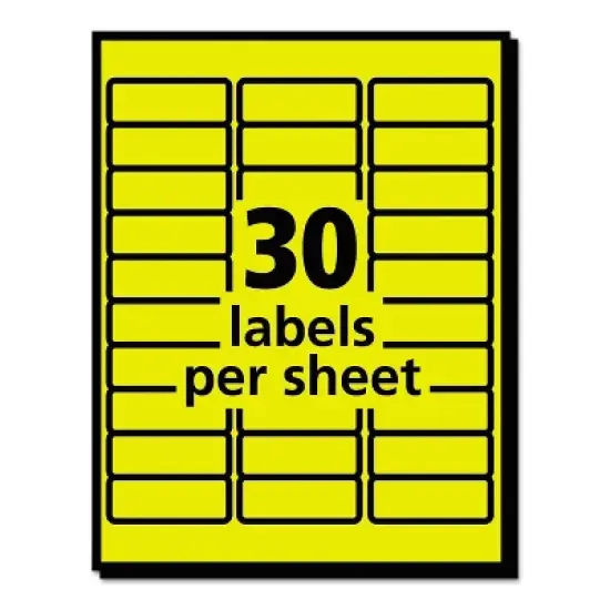 Avery 1 x 2-5/8 High-Visibility Laser Labels- Neon Yellow (750 per Pack): Printable Sticker, 30 Labels/Page image {5}