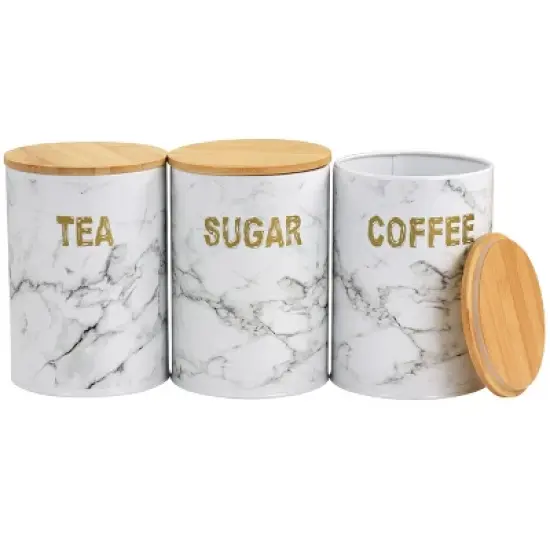 MegaChef 4 Piece Iron Canister Set in Marble image {5}