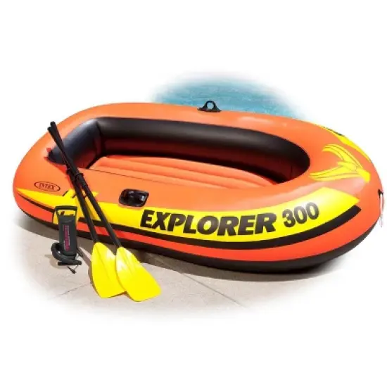 Intex Explorer 300 Compact Inflatable Three Person Raft Boat | 58332EP image {2}