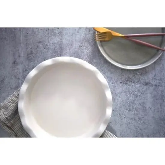 Kook Round Ceramic Pie Dish, Wave Edge, 10 Inch, 44 oz image {2}