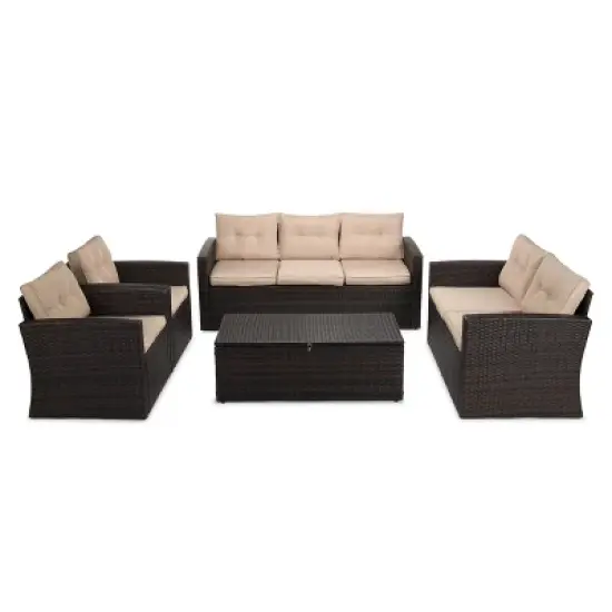 5pc Wicker Outdoor Conversation Set - EDYO LIVING
 image {14}